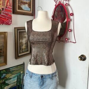ps vintage y2k gold holographic tank top